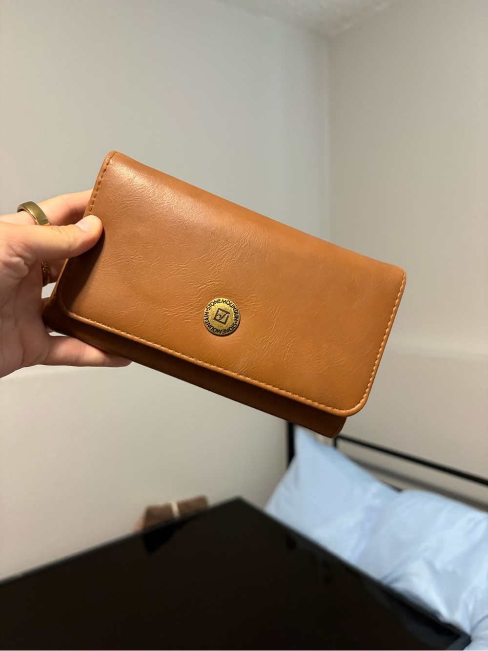 Brown Leatherette Women's Wallet Clutch - Unbranded